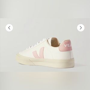 Veja campo white leather sneakers with pink